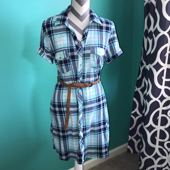 Dresses & Skirts - Plaid Button Down Dress
